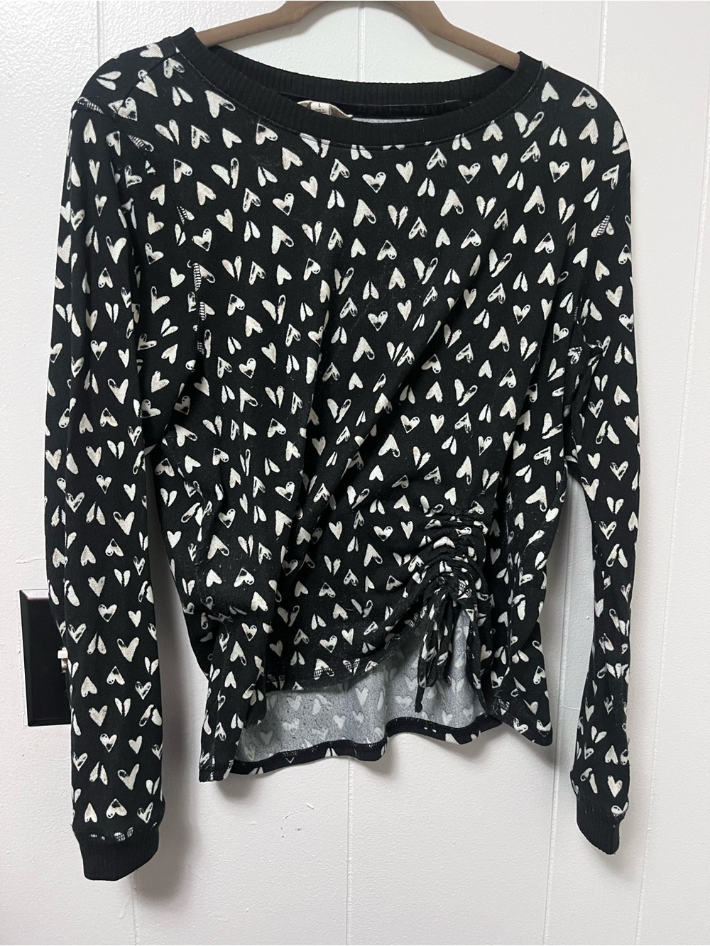 Lucky Brand Black Knit Top with White Heart Motif